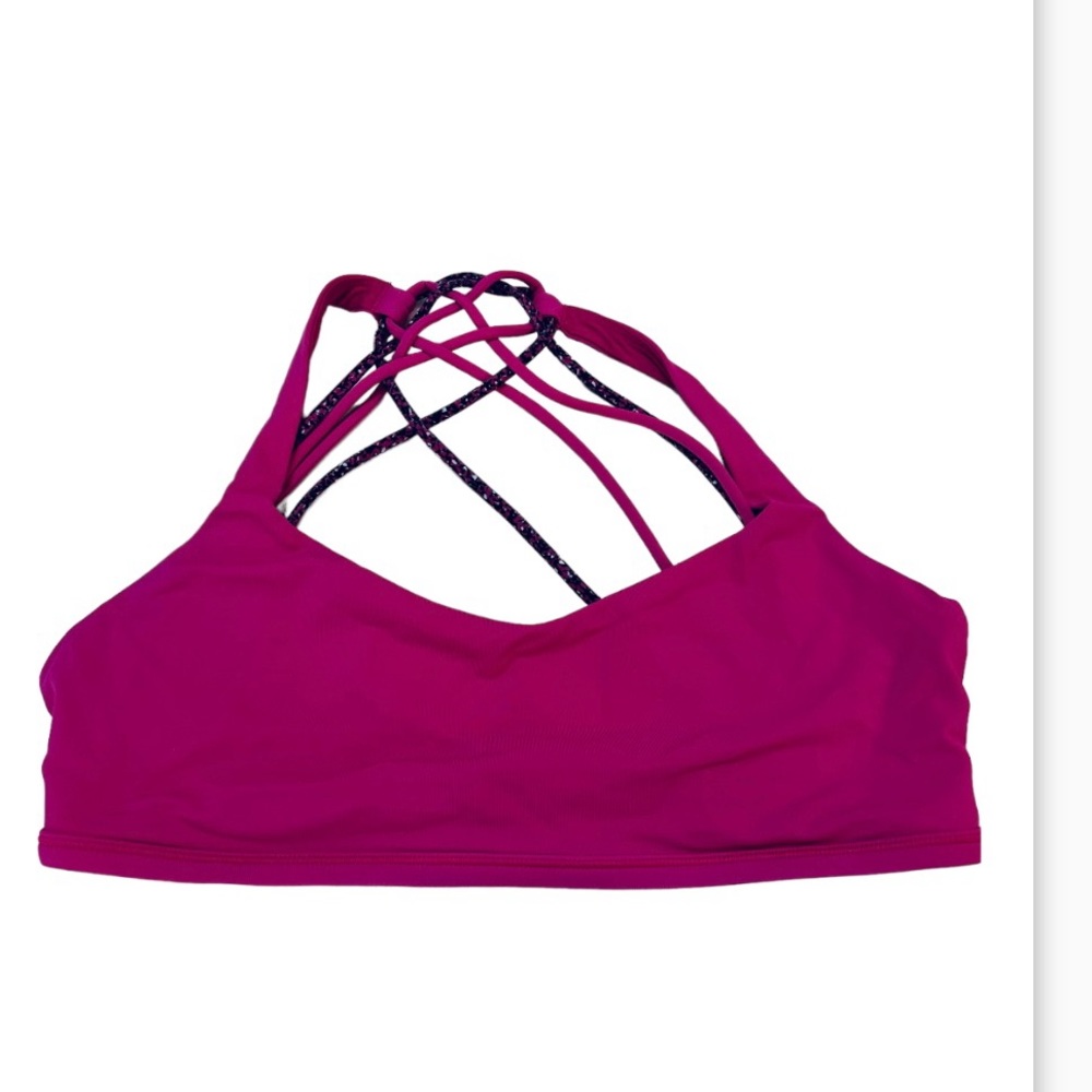 Lululemon Free to Be Zen Bra 10 POLK Strappy Polar Pink FUCHSIA